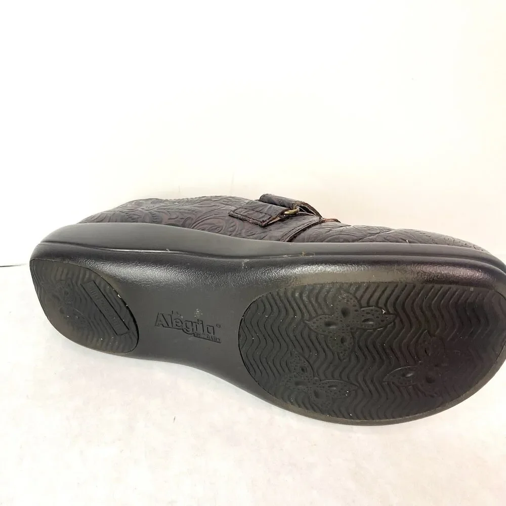 Alegria JOL-422 Professional Clogs Womens 40 US 9 Brown Embossed Leather